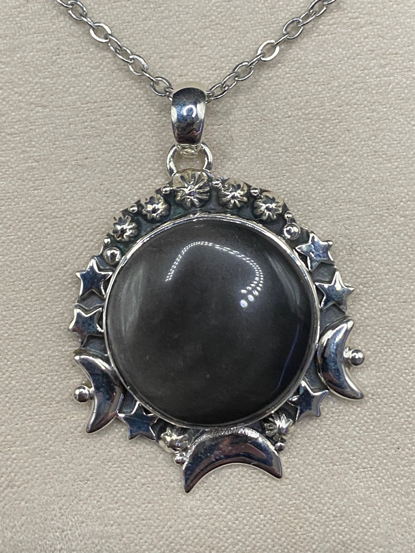 Silver sheen obsidian Sterling Silver