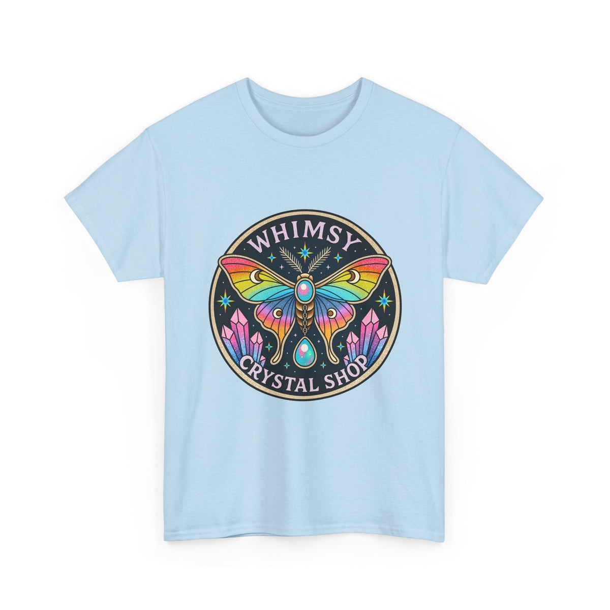 Whimsy Crystal Shop T-Shirt — Rainbow Moth Crystal Healing Tee