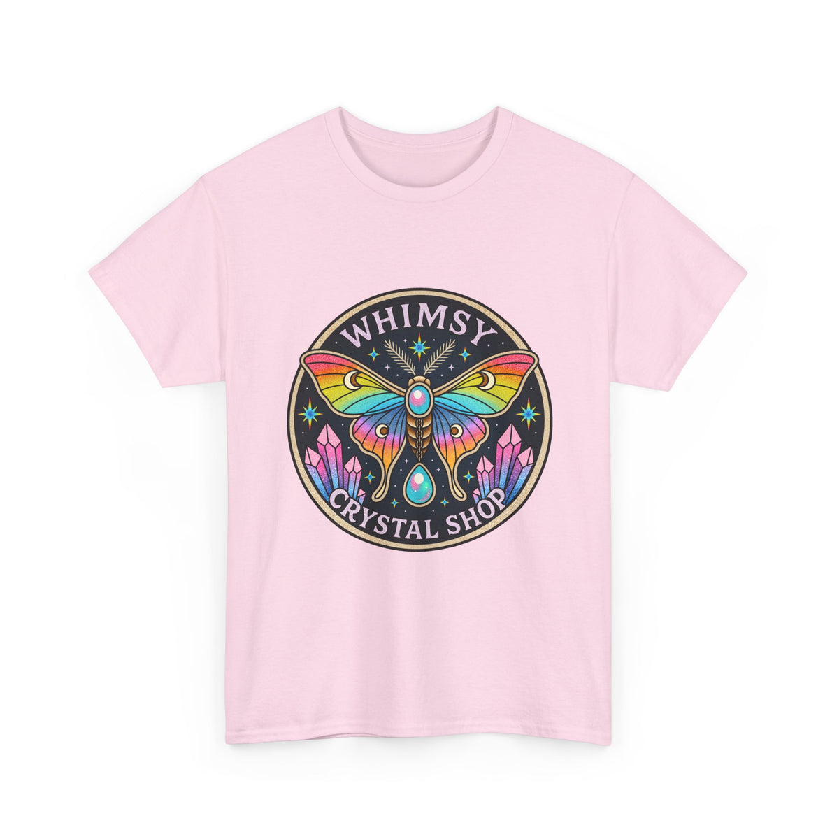 Whimsy Crystal Shop T-Shirt — Rainbow Moth Crystal Healing Tee