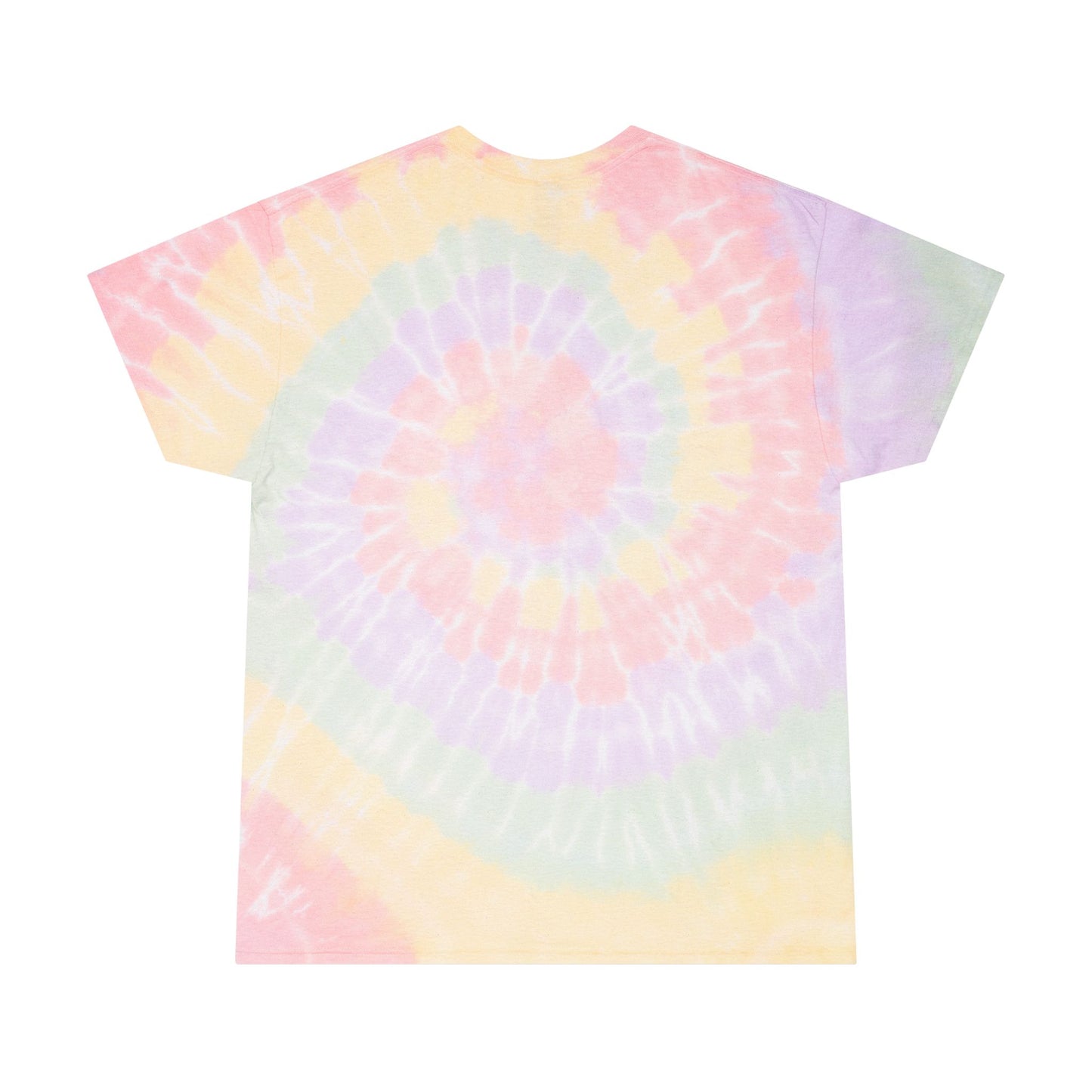 Whimsy Crystal Shop Tie-Dye Tee — Pastel Spiral Butterfly Logo