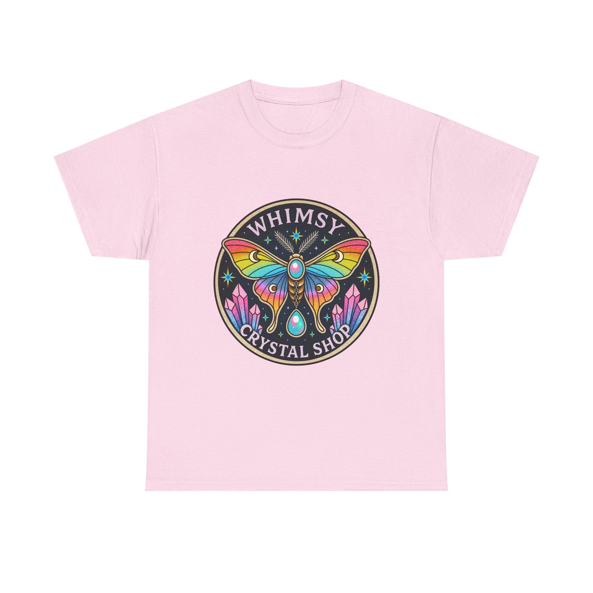Whimsy Crystal Shop T-Shirt — Rainbow Moth Crystal Healing Tee