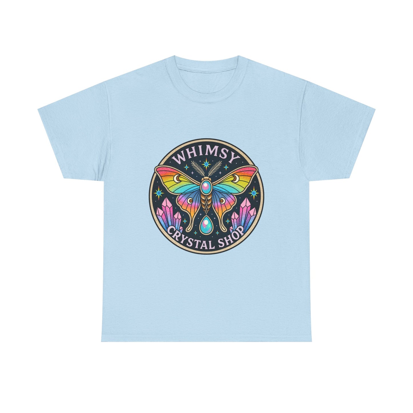 Whimsy Crystal Shop T-Shirt — Rainbow Moth Crystal Healing Tee