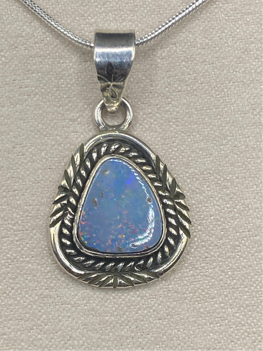 Boulder opal necklace Sterling Silver