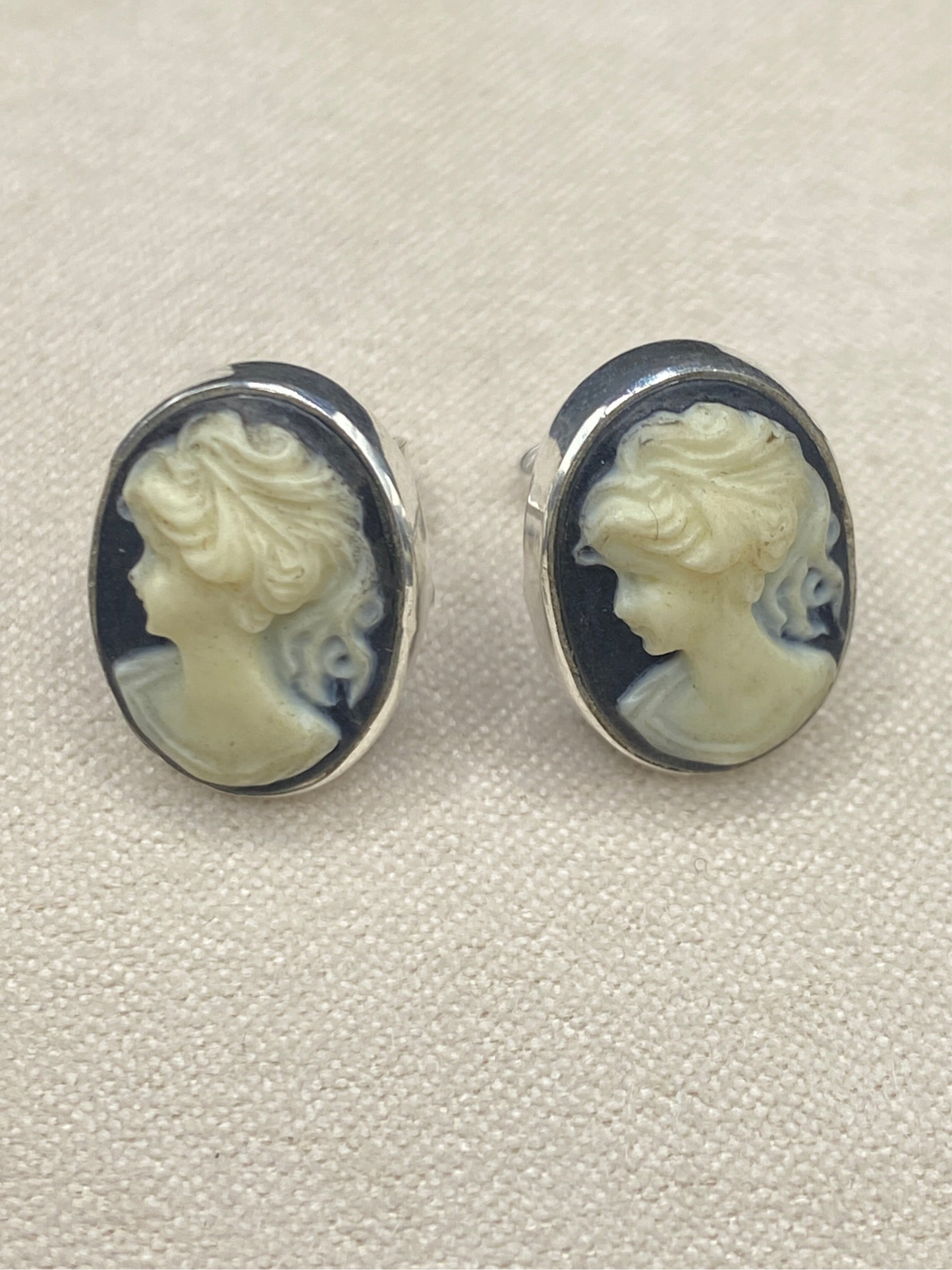 Resin cameo sterling silver