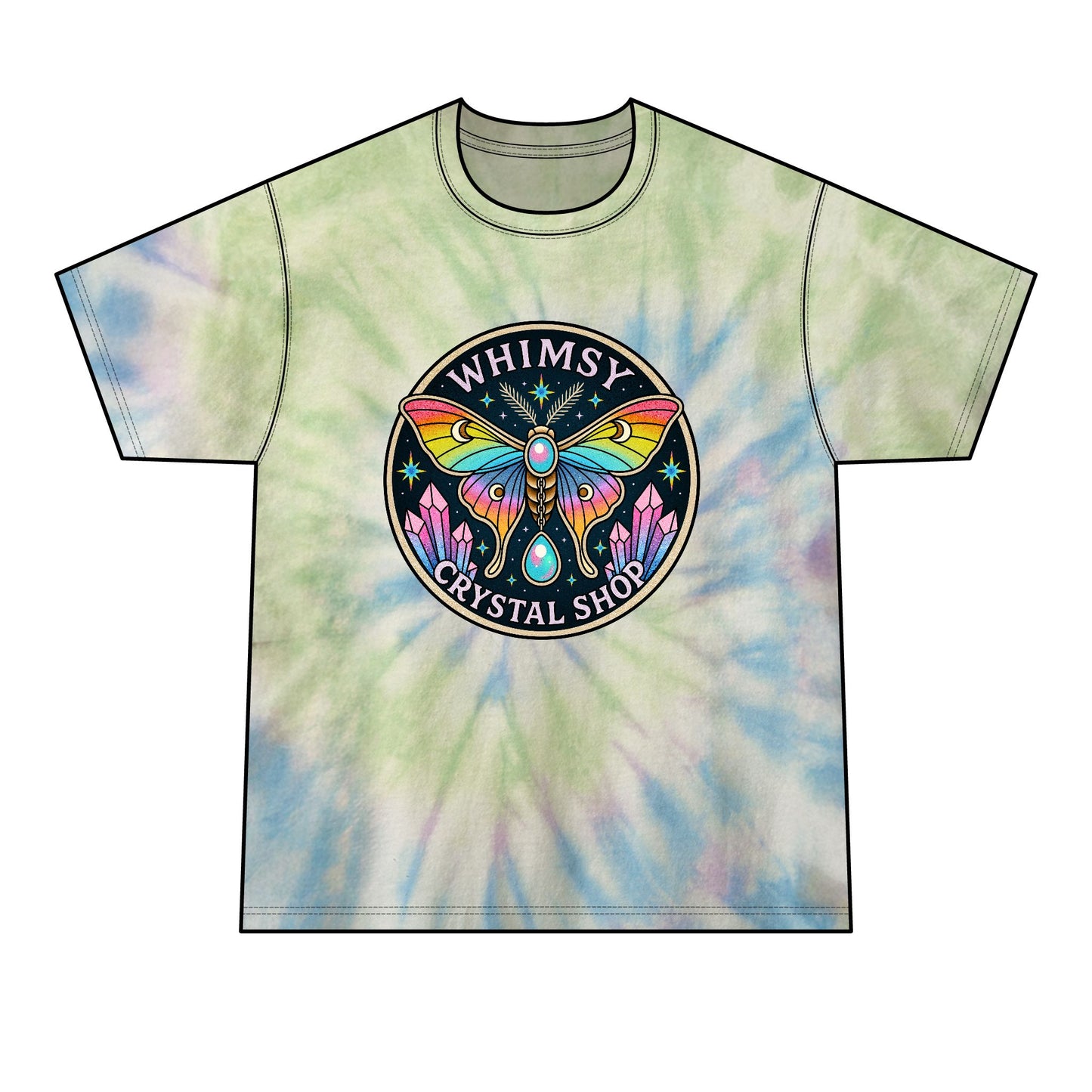 Tie-Dye T shirt  — Whimsy Crystal Shop Moth Graphic Tee