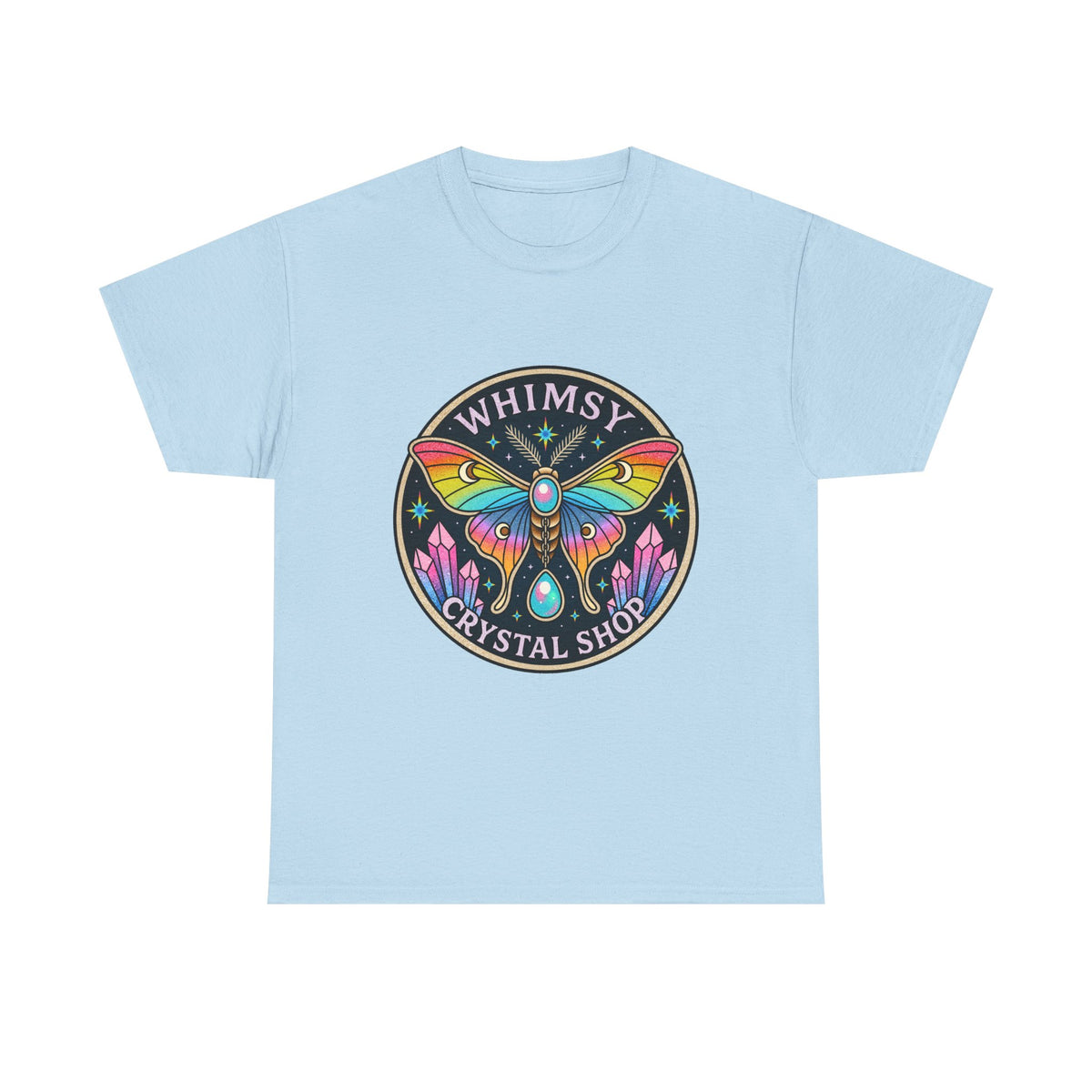Whimsy Crystal Shop T-Shirt — Rainbow Moth Crystal Healing Tee