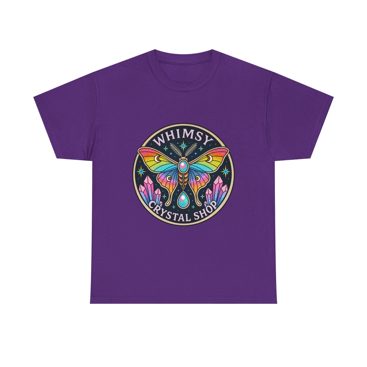 Whimsy Crystal Shop T-Shirt — Rainbow Moth Crystal Healing Tee