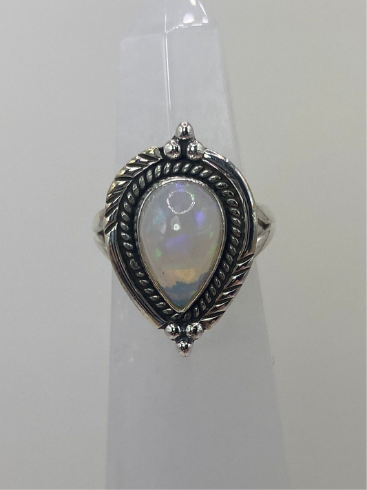 Size 5.25 Ethiopian fire opal sterling silver
