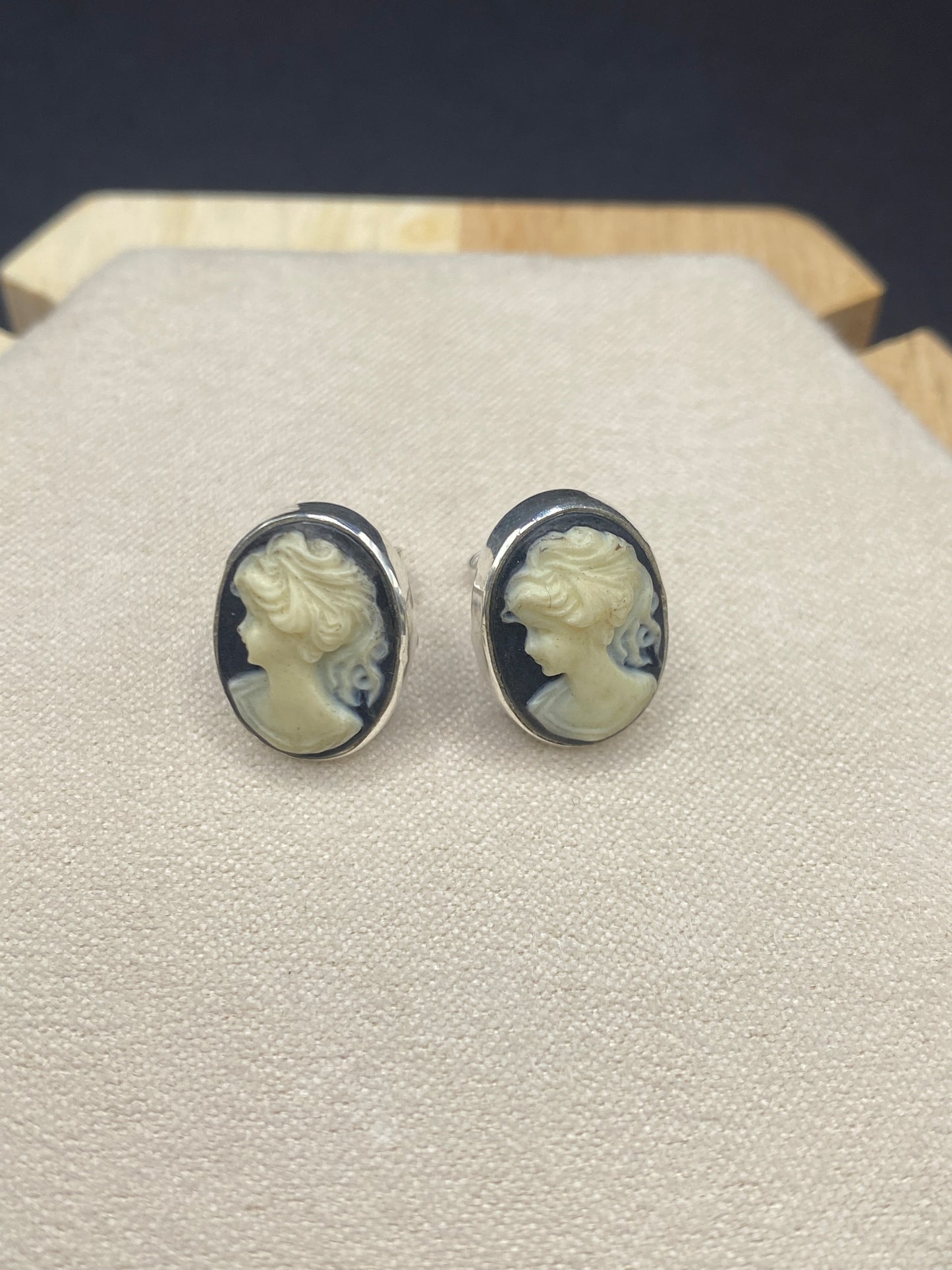 Resin cameo sterling silver