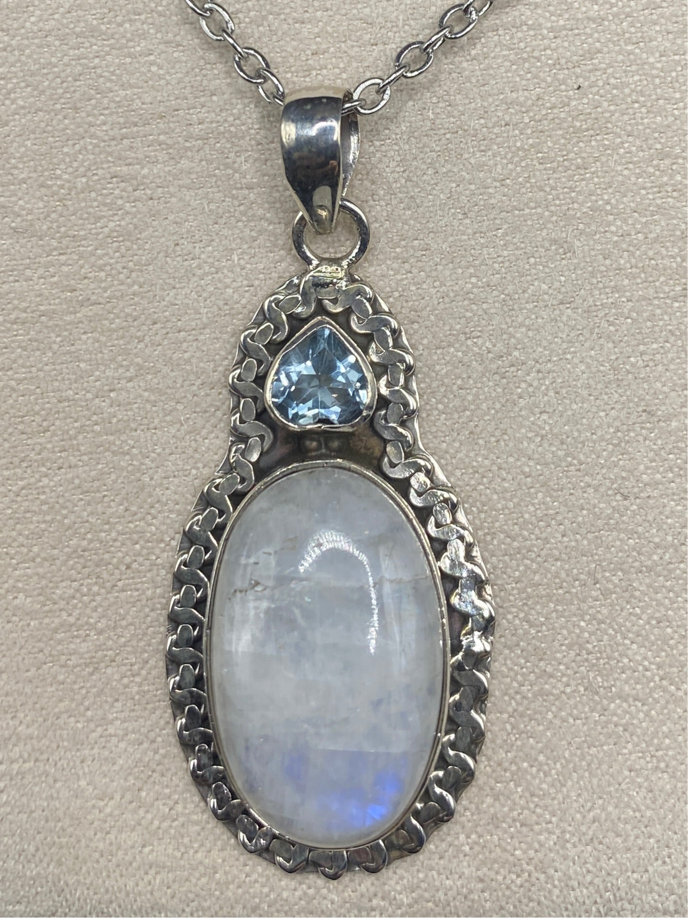 Moonstone with blue topaz Sterling Silver