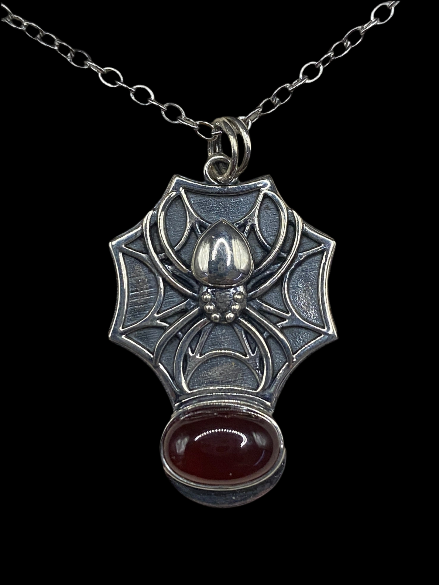 Garnet spider Sterling Silver