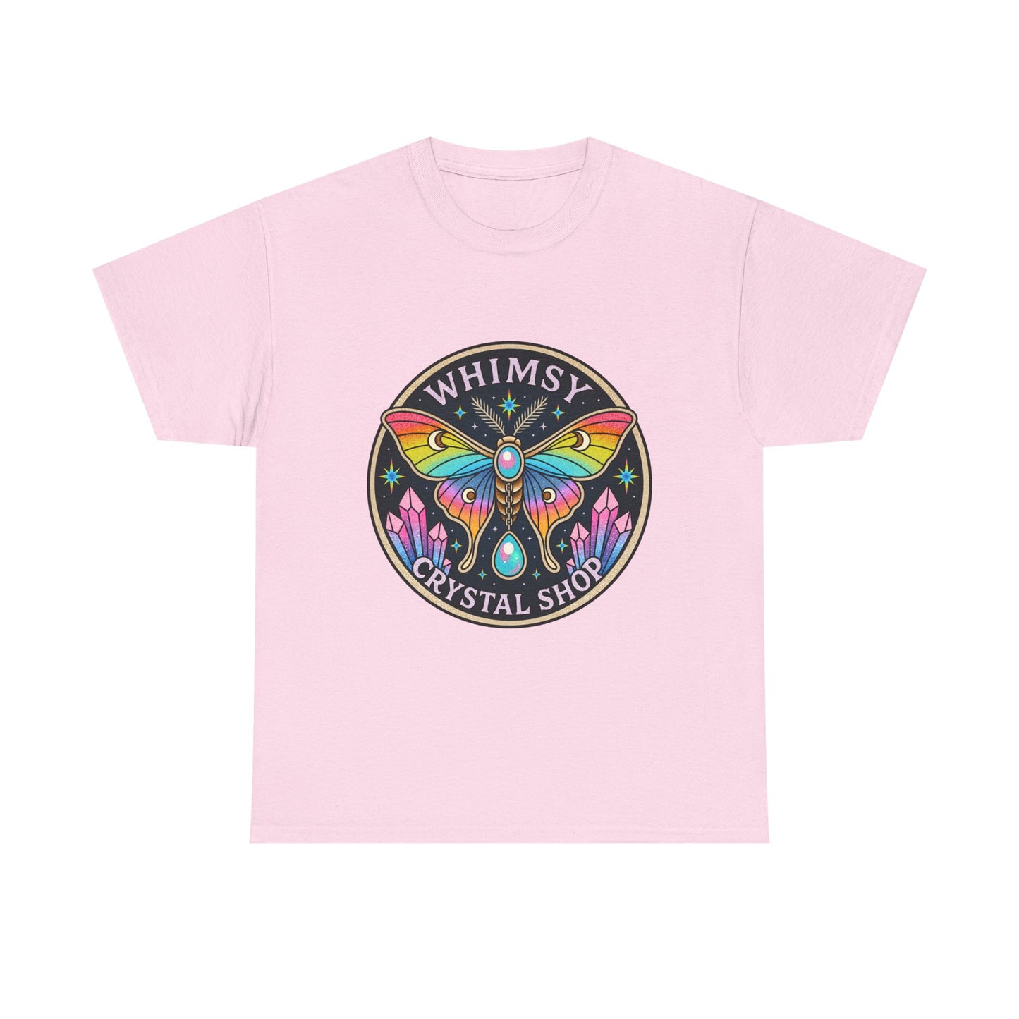 Whimsy Crystal Shop T-Shirt — Rainbow Moth Crystal Healing Tee