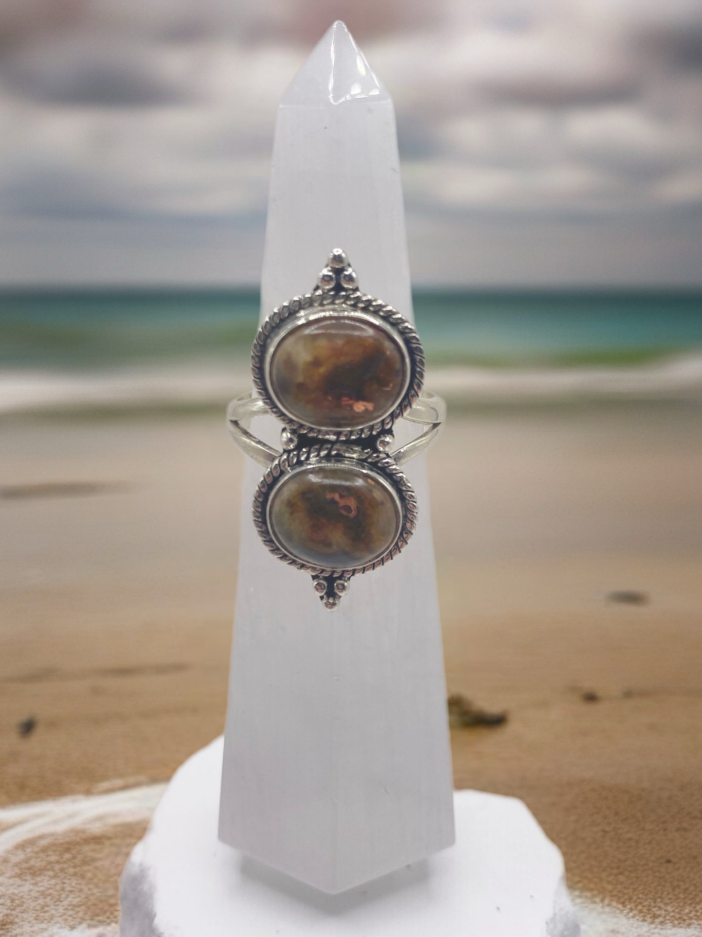 Size 7.25 Montana copper agate sterling silver