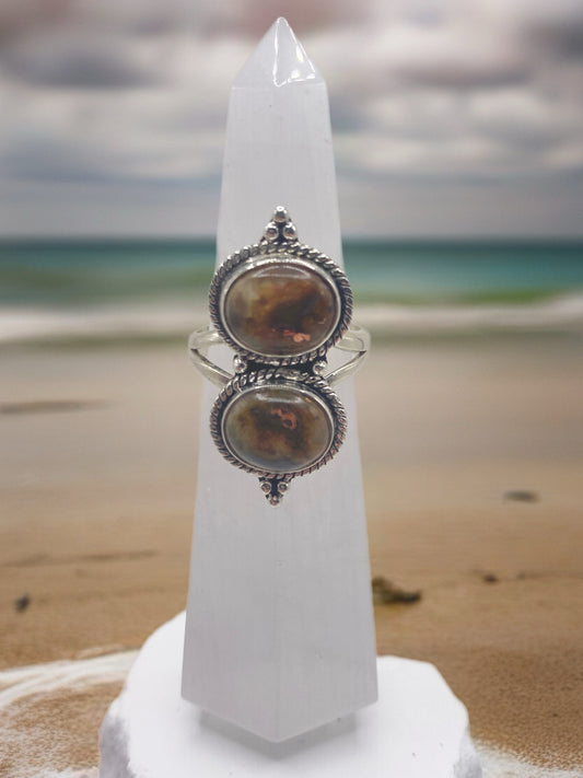 Size 7.25 Montana copper agate sterling silver