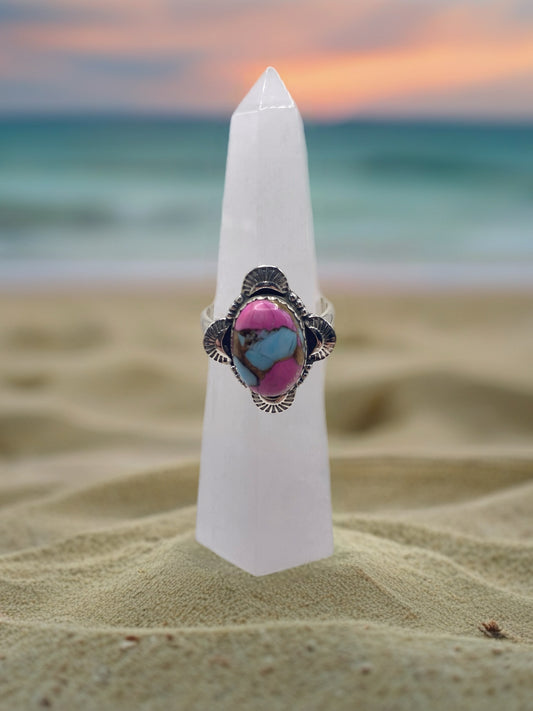 Size 9 cotton candy turquoise sterling silver