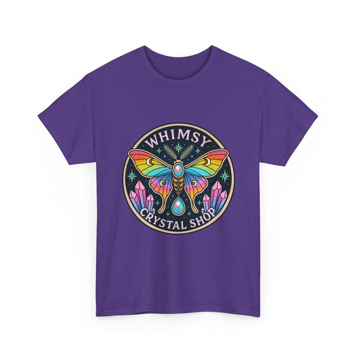 Whimsy Crystal Shop T-Shirt — Rainbow Moth Crystal Healing Tee