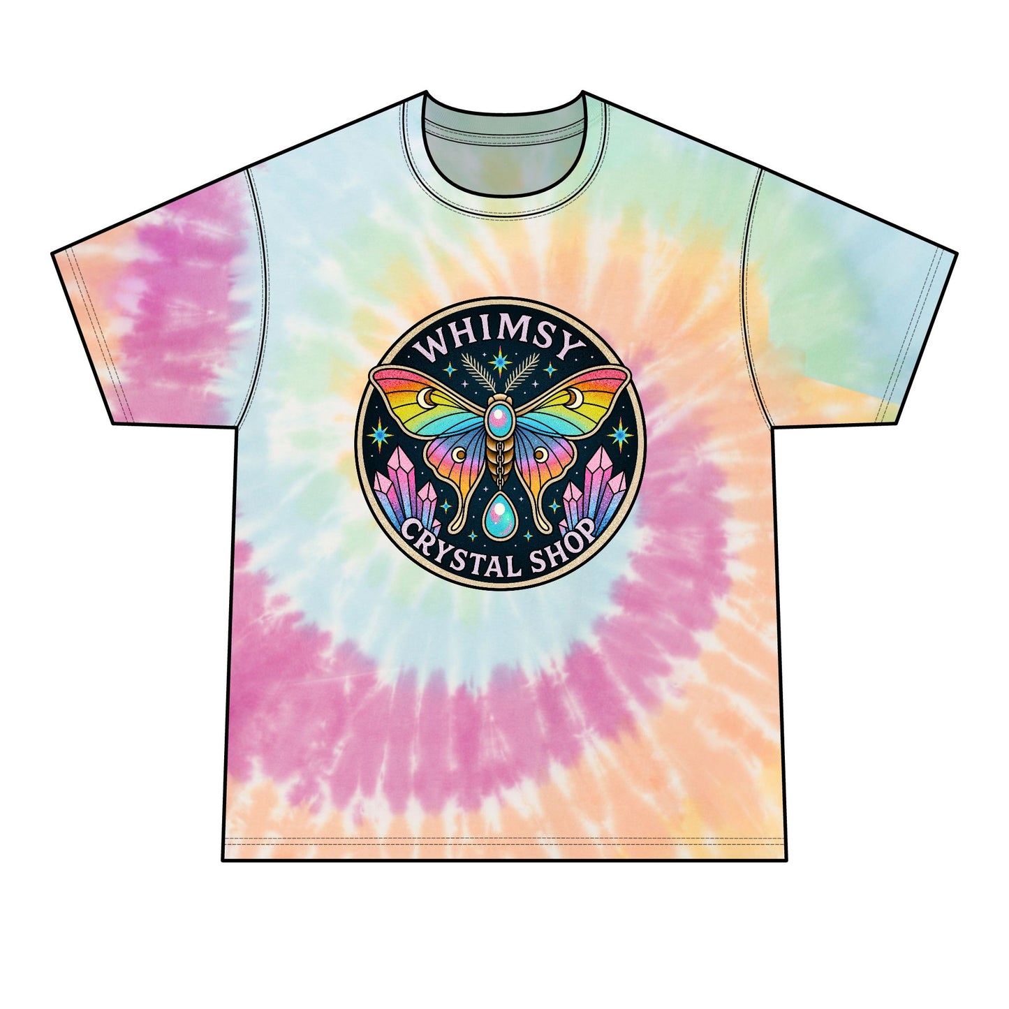 Tie-Dye T shirt  — Whimsy Crystal Shop Moth Graphic Tee