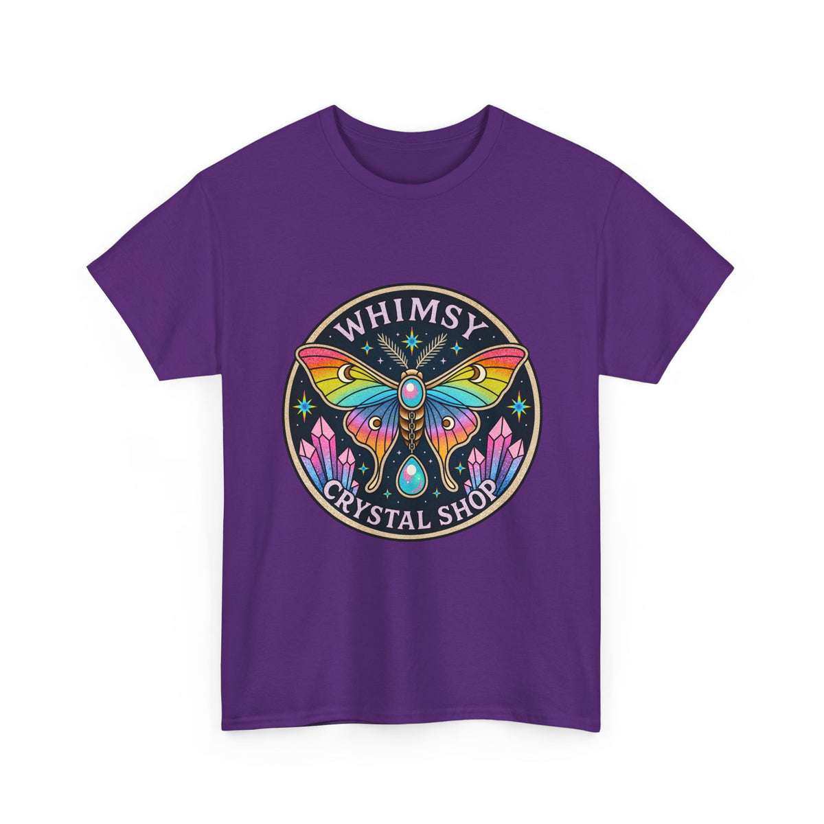 Whimsy Crystal Shop T-Shirt — Rainbow Moth Crystal Healing Tee
