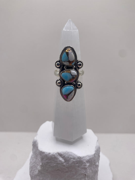Size 7.5 cotton candy turquoise sterling silver