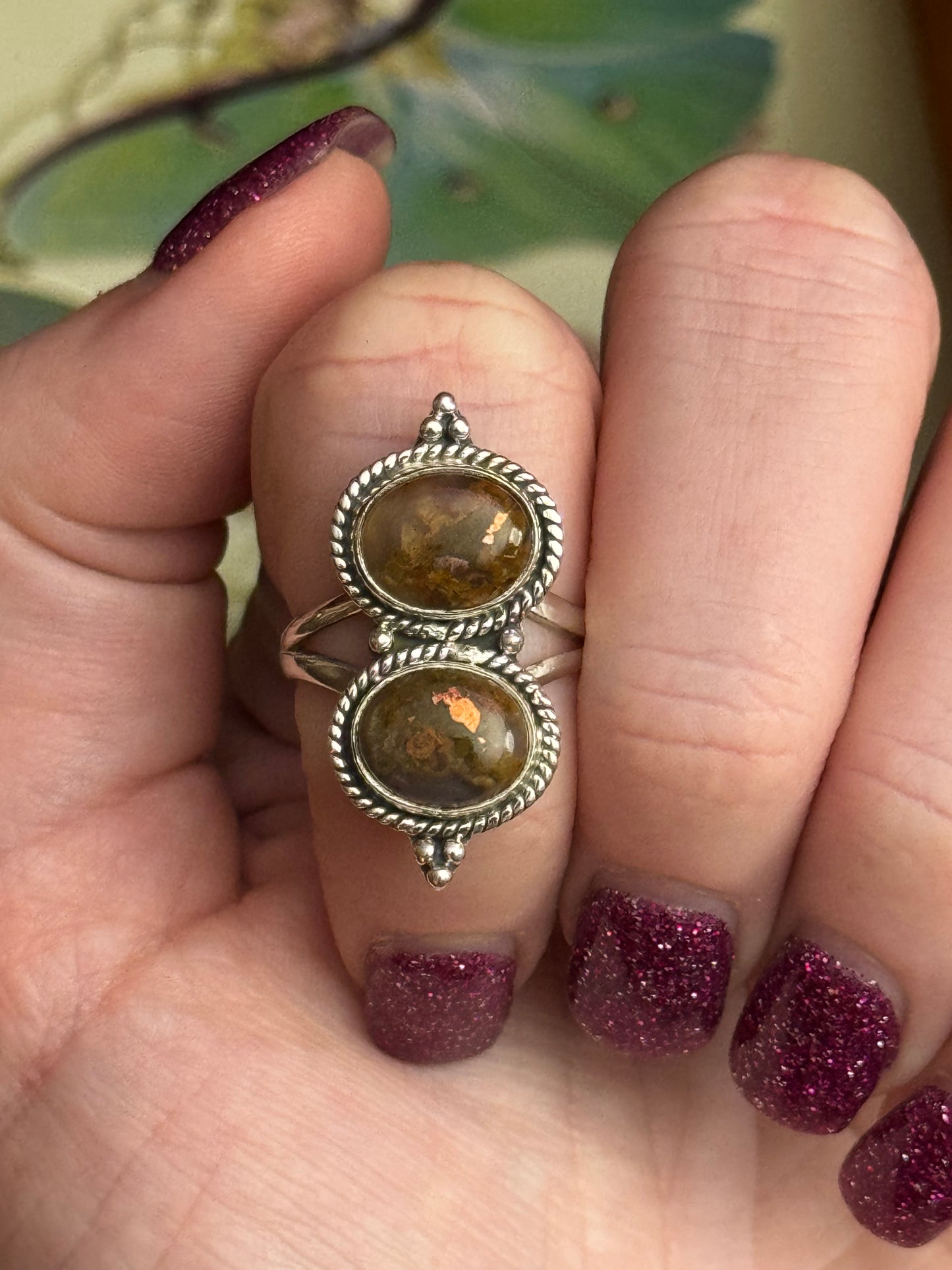 Size 7.25 Montana copper agate sterling silver