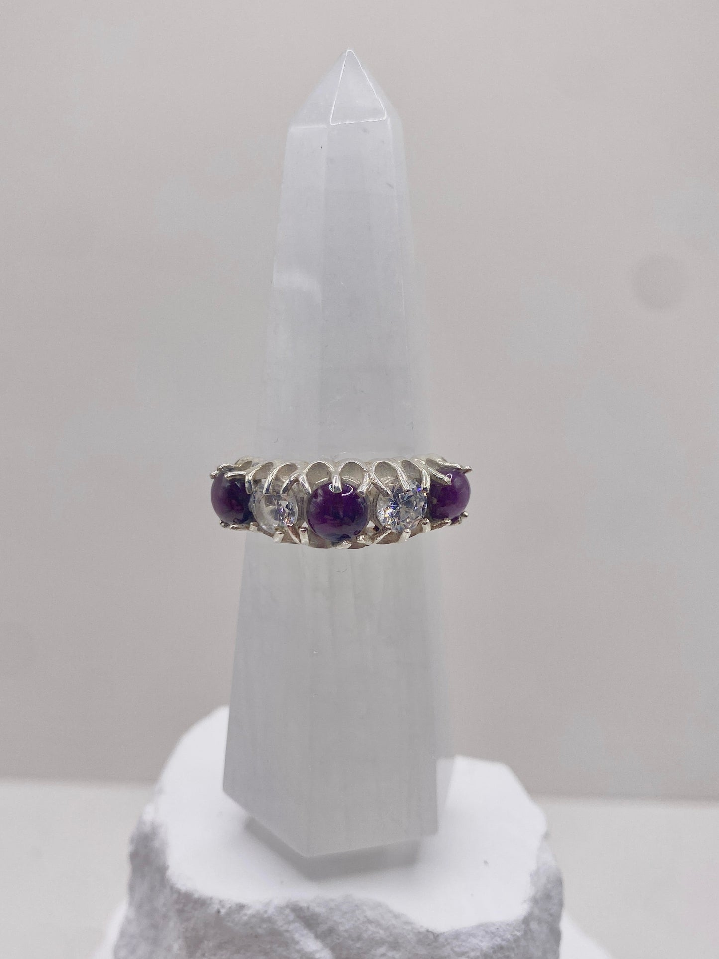 Size 9.75 ruby and quartz sterling silver