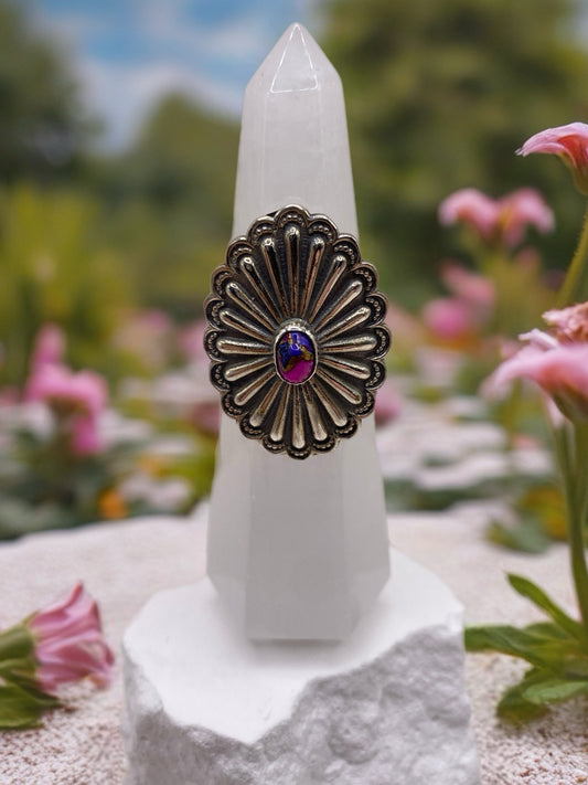 Size 8 Copper turquoise sterling silver