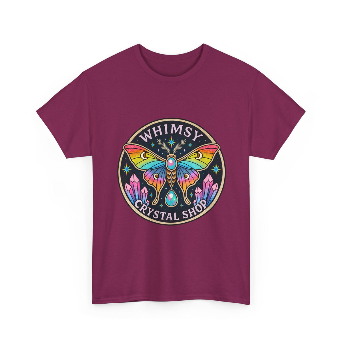 Whimsy Crystal Shop T-Shirt — Rainbow Moth Crystal Healing Tee