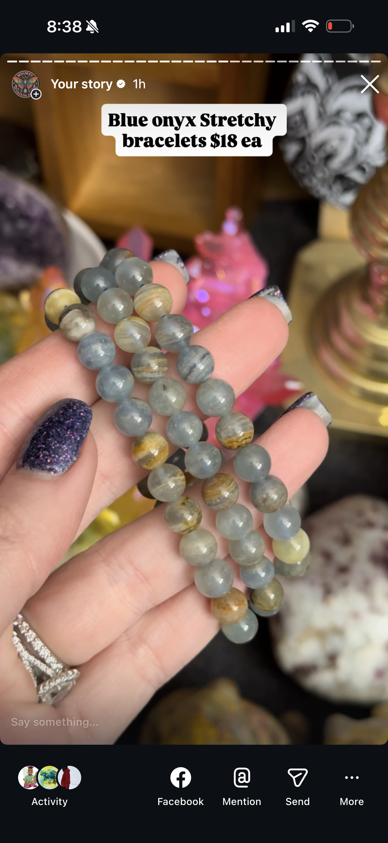 Reserved moss and reverie , amethyst with tan bead