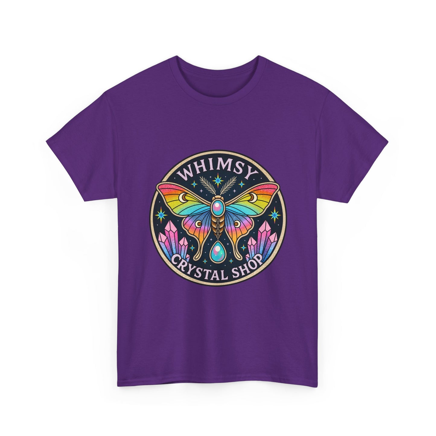 Whimsy Crystal Shop T-Shirt — Rainbow Moth Crystal Healing Tee