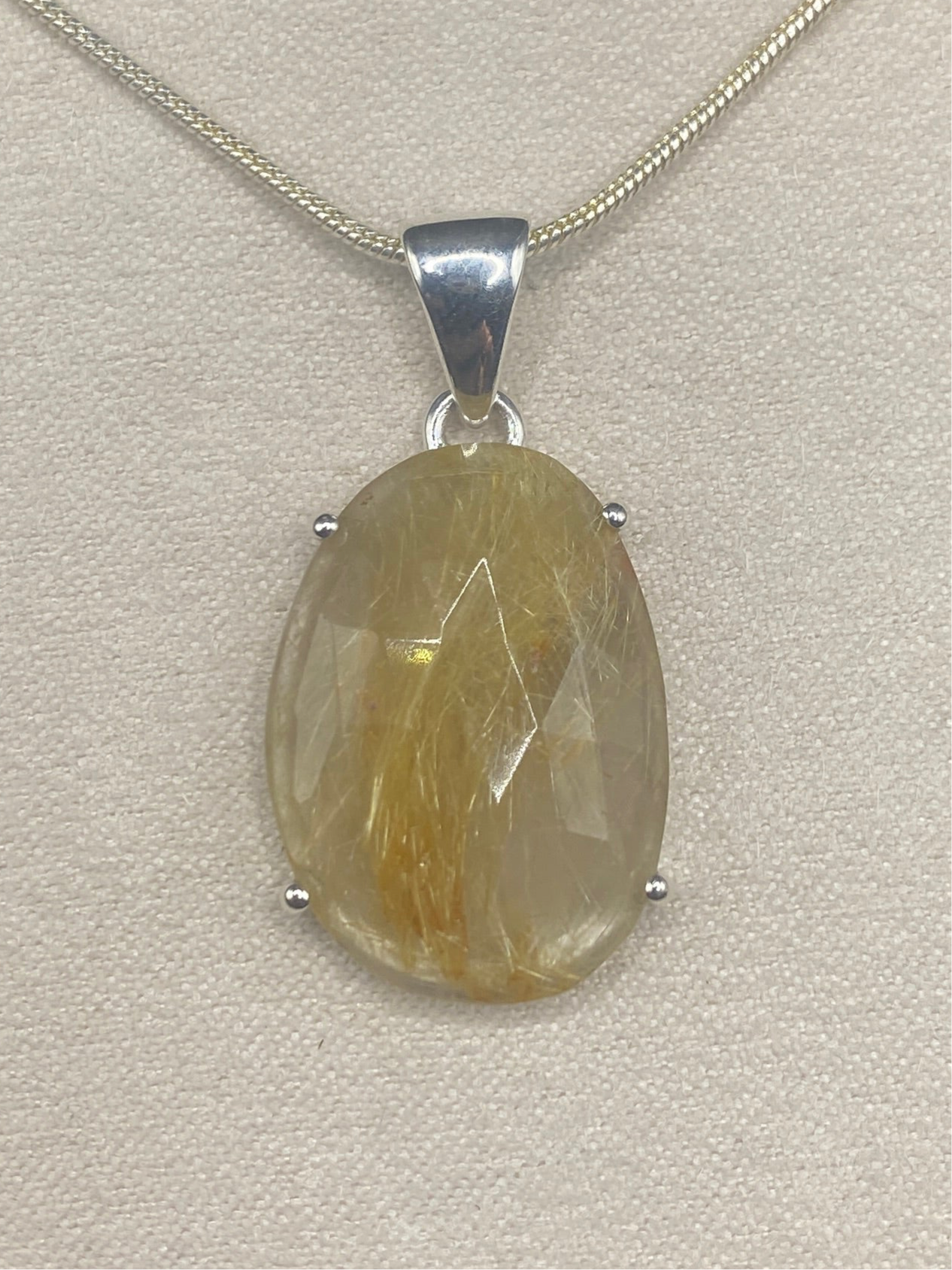 Golden rutile necklace Sterling Silver