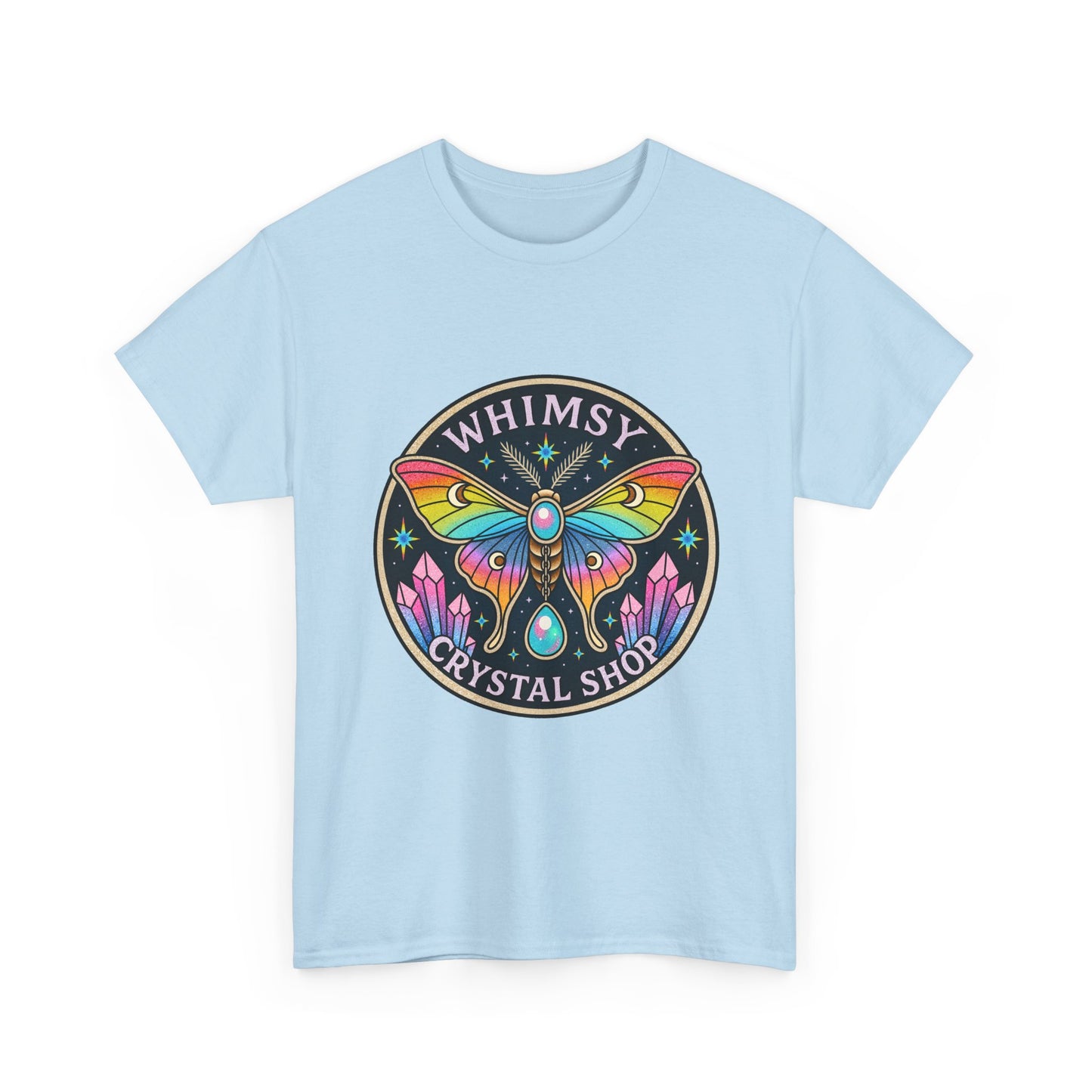 Whimsy Crystal Shop T-Shirt — Rainbow Moth Crystal Healing Tee