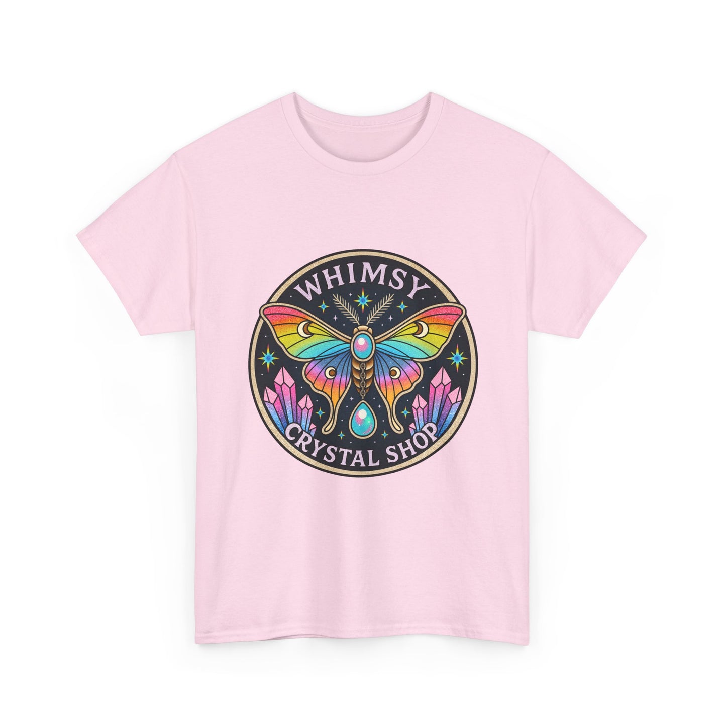 Whimsy Crystal Shop T-Shirt — Rainbow Moth Crystal Healing Tee
