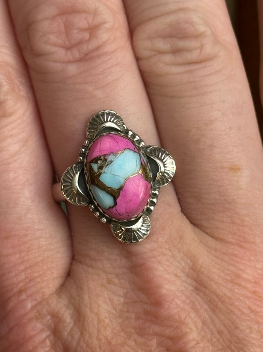 Size 9 cotton candy turquoise sterling silver