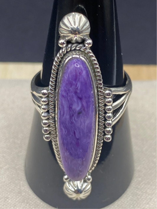 Size 9 purple charoite sterling silver