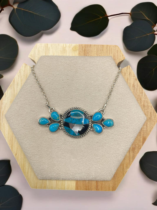 Turquoise cameo necklace Sterling Silver