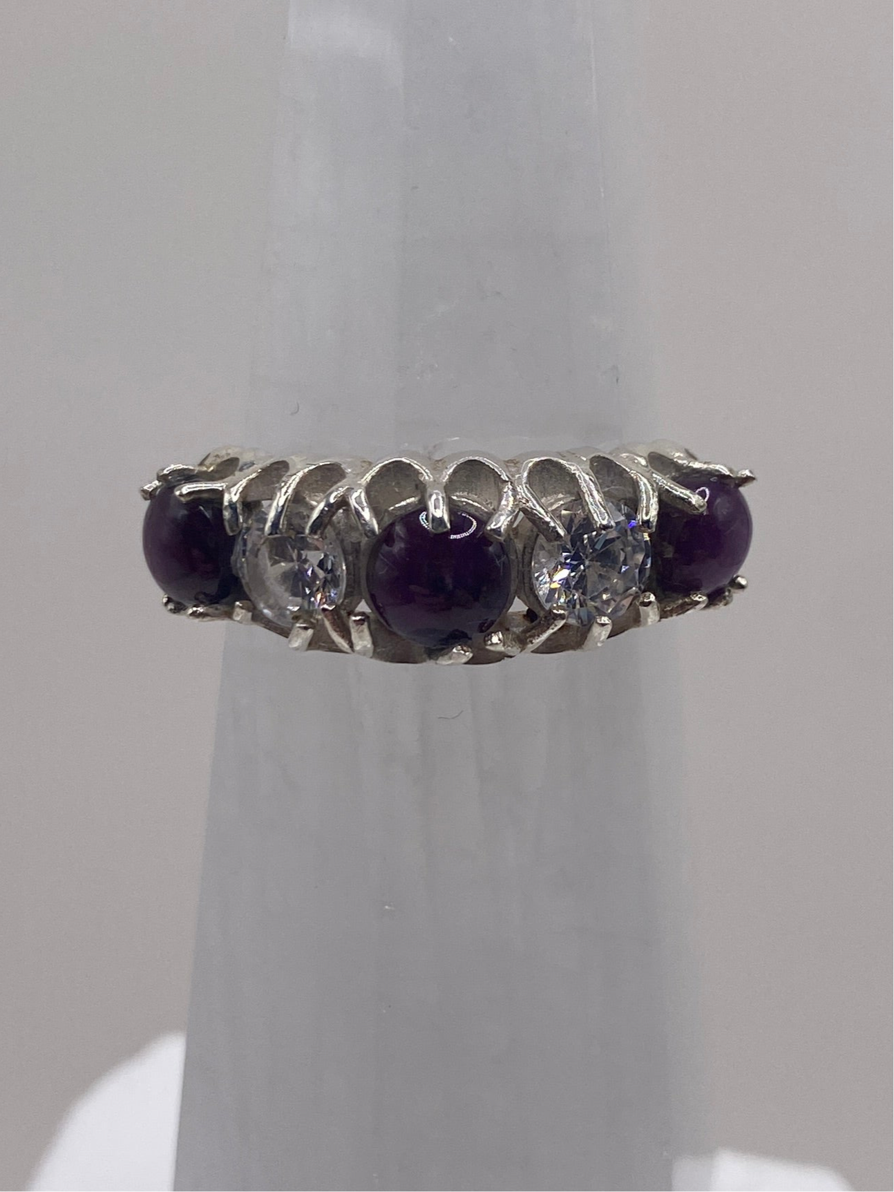Size 9.75 ruby and quartz sterling silver