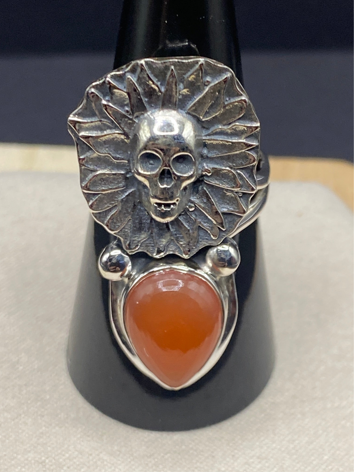 Adjustable size 5-10 carnelian sterling silver