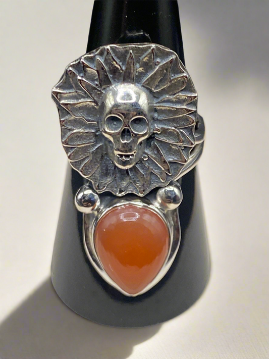 Adjustable size 5-10 carnelian sterling silver