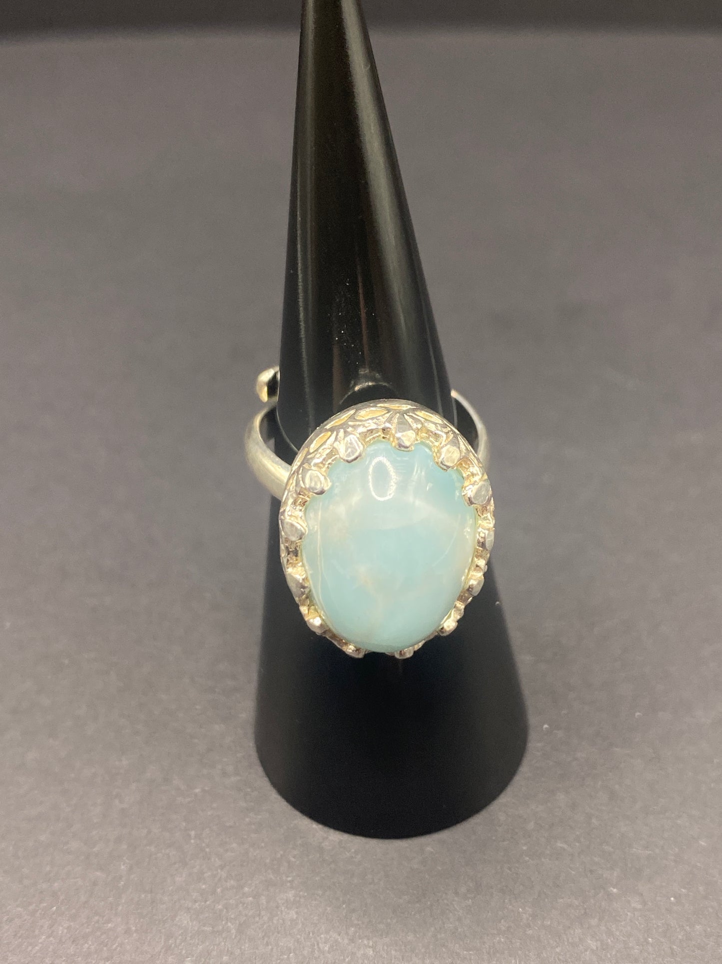 Adjustable fits Size 5-10 larimar sterling silver