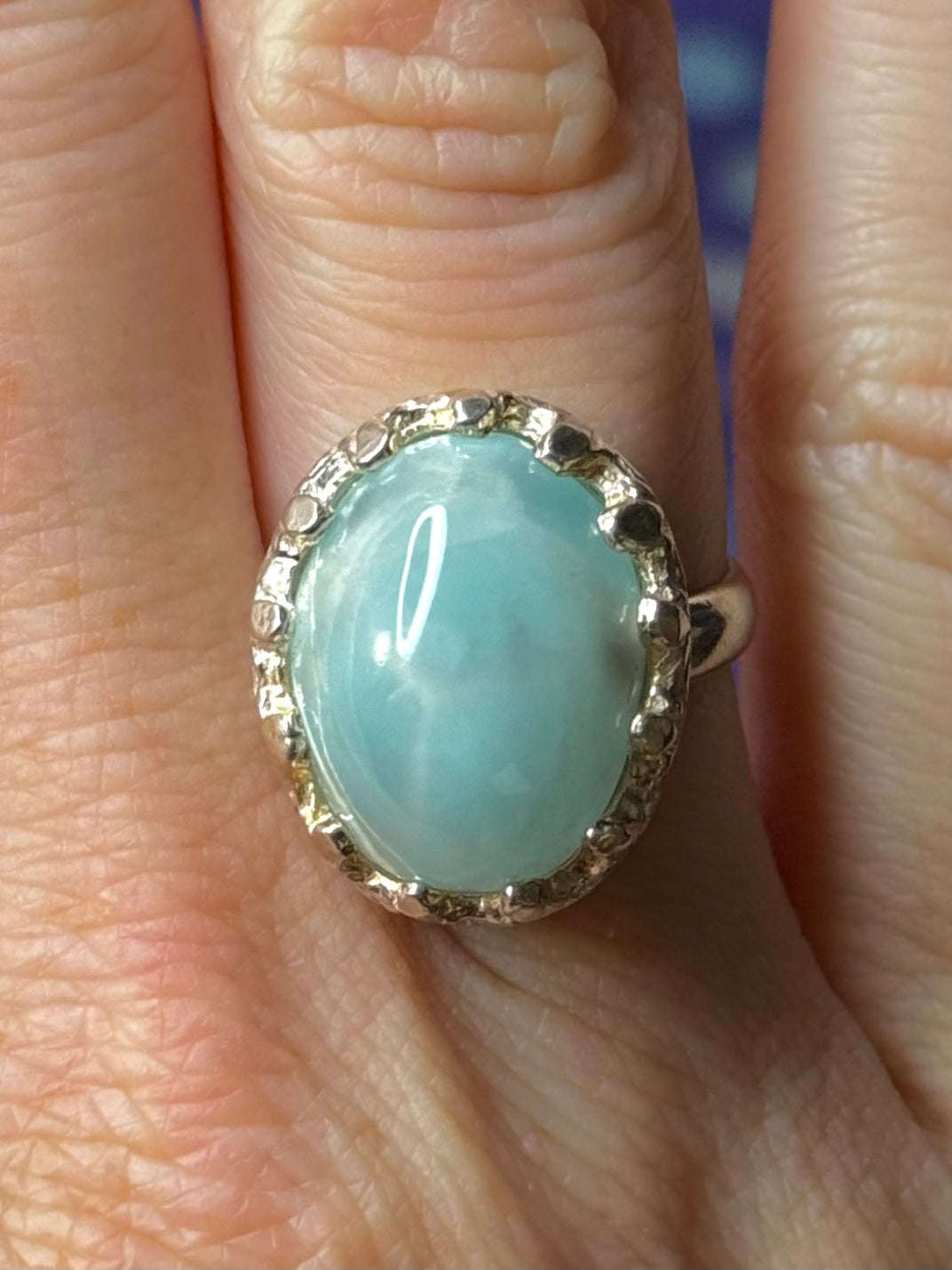 Adjustable fits Size 5-10 larimar sterling silver