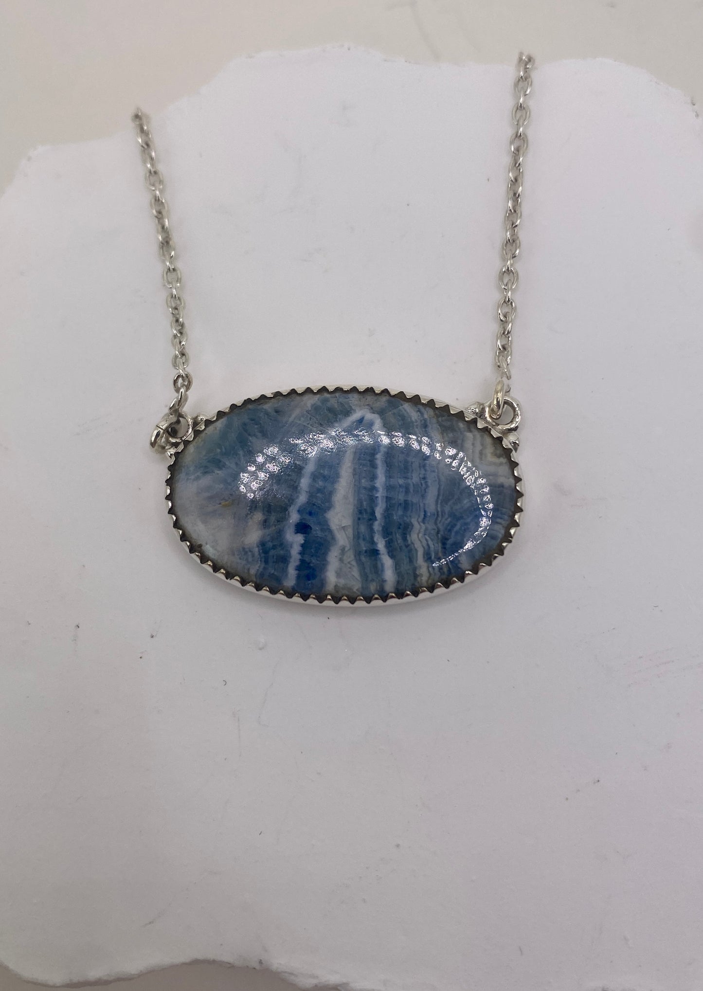 Blue scheelite Sterling Silver 18-20 inch chain