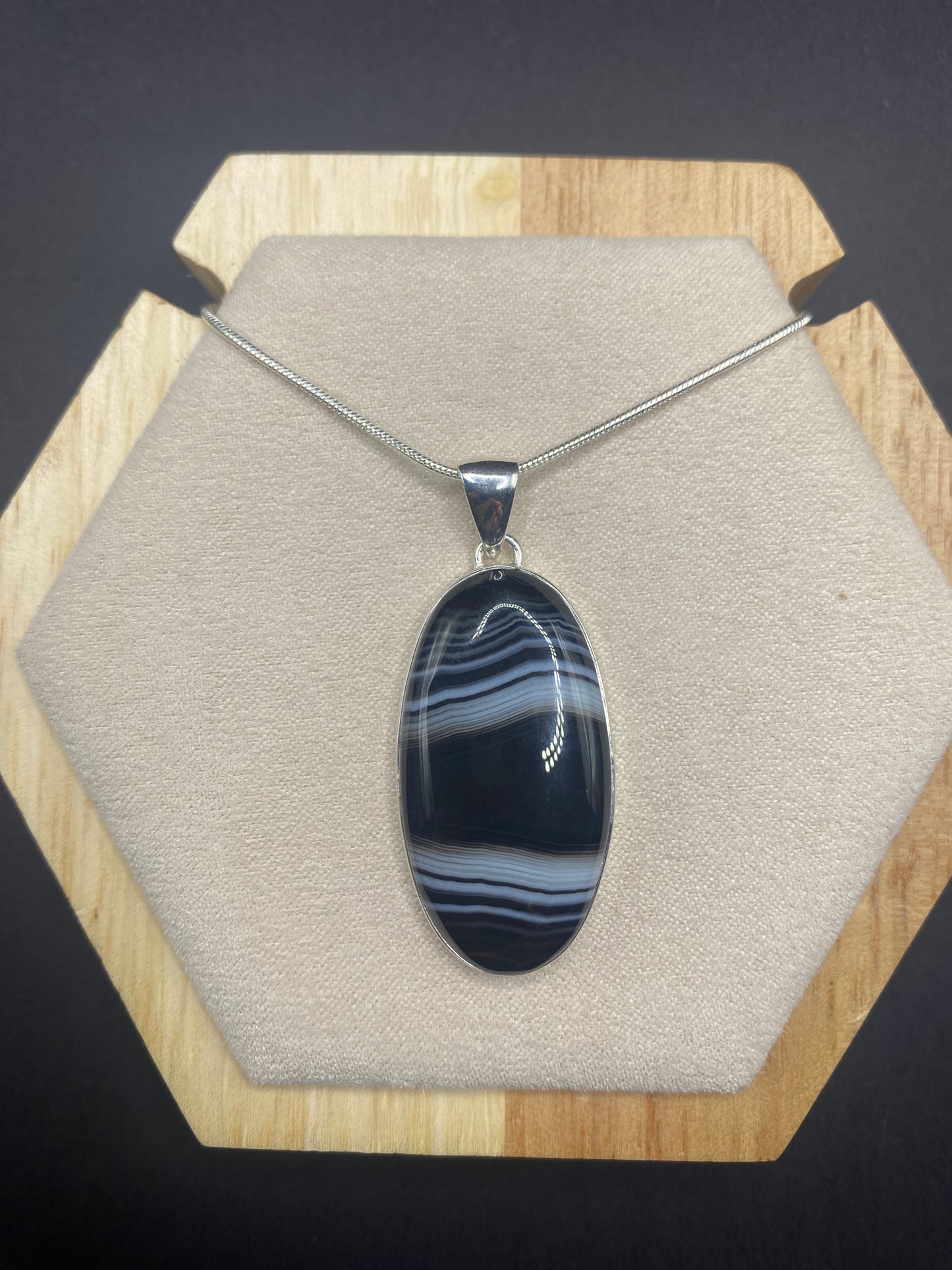 Botswana agate necklace Sterling Silver