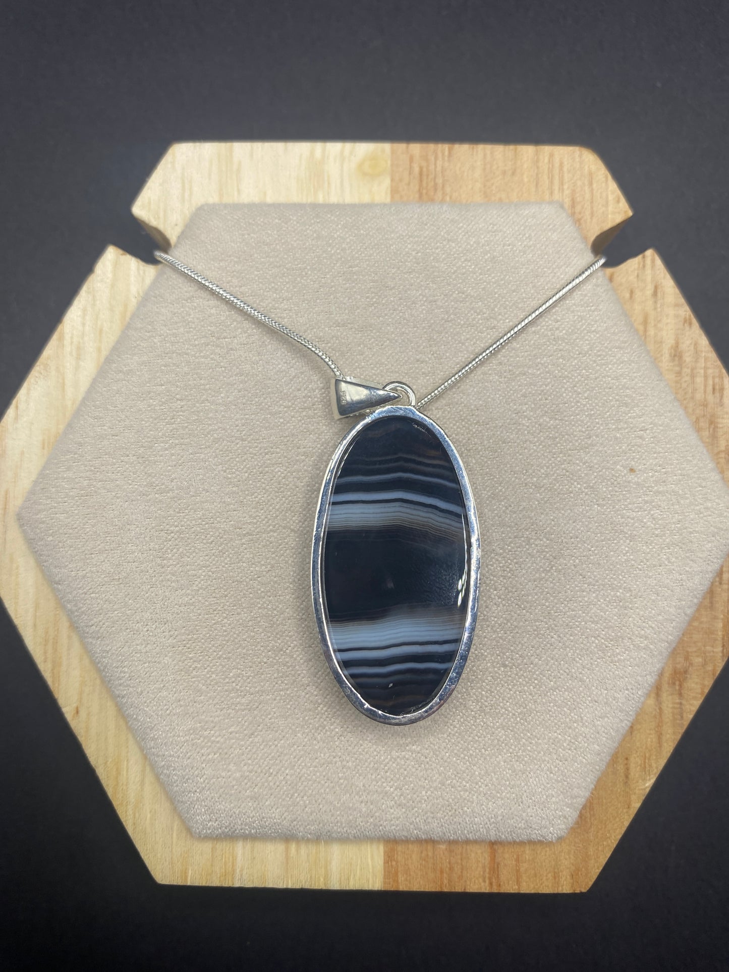 Botswana agate necklace Sterling Silver