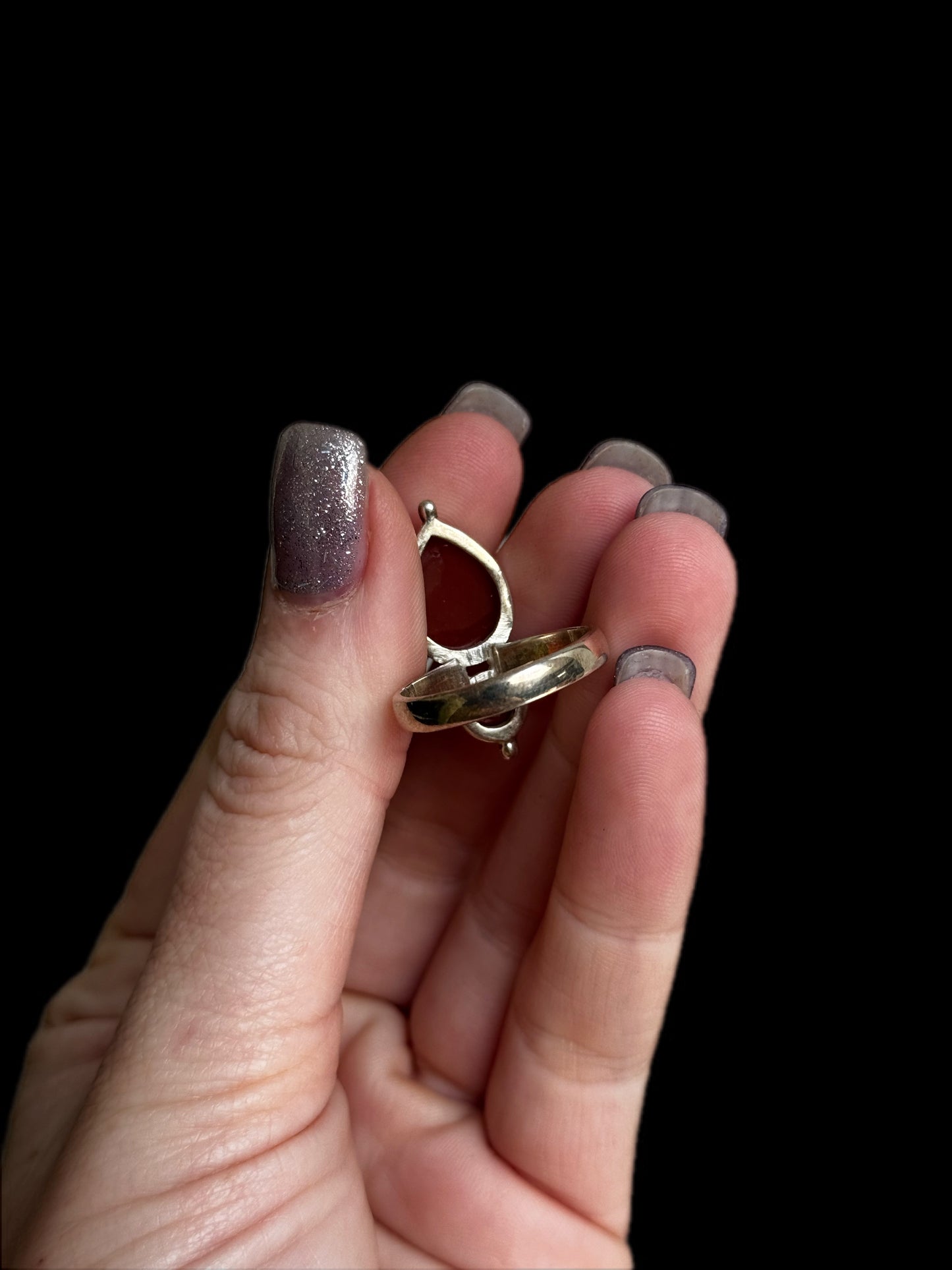 Size 9.5 Carnelian ring sterling silver