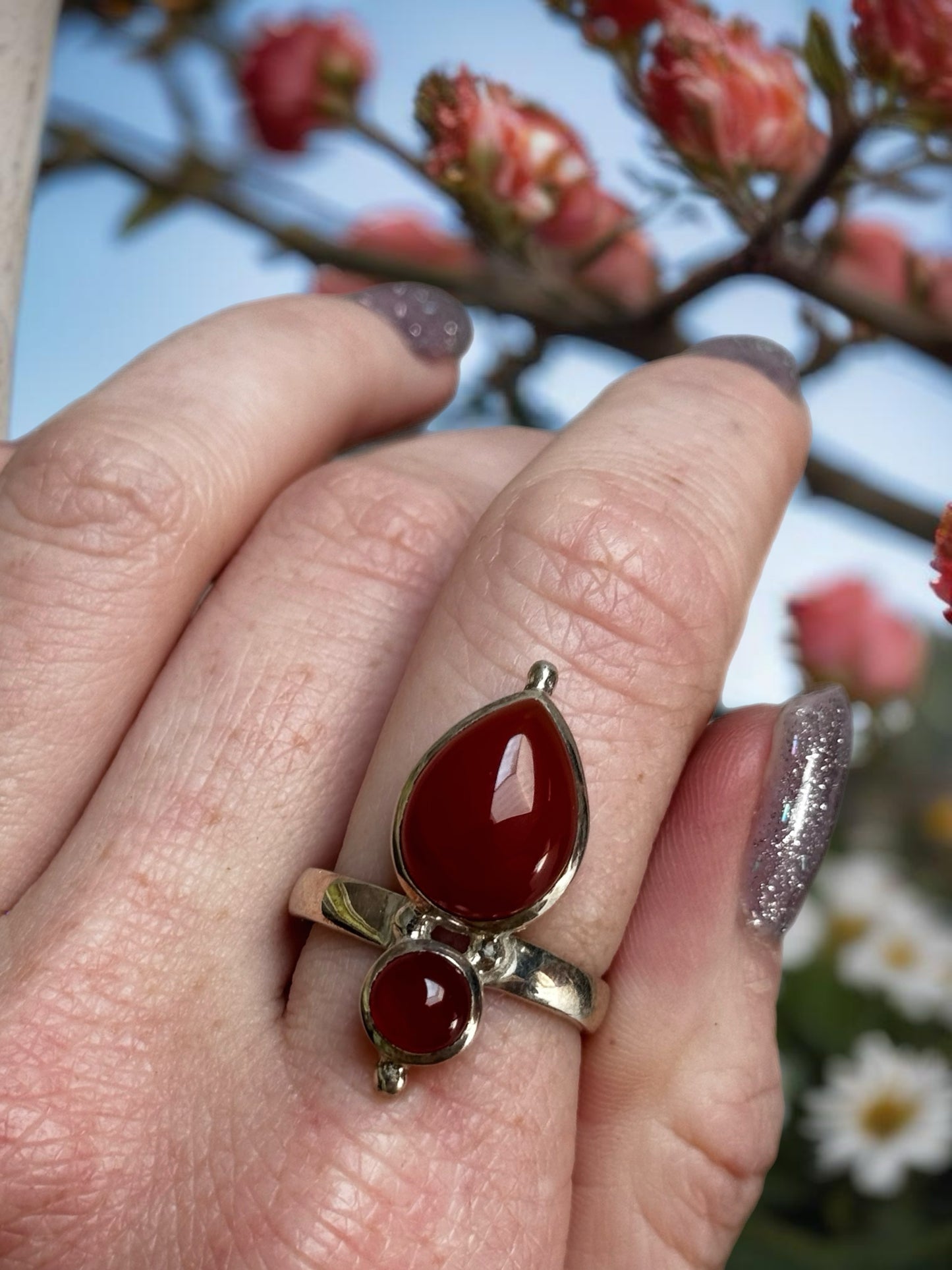 Size 9.5 Carnelian ring sterling silver