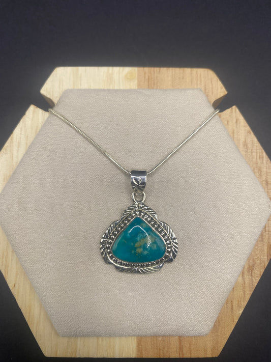 Kingman turquoise  necklace Sterling Silver