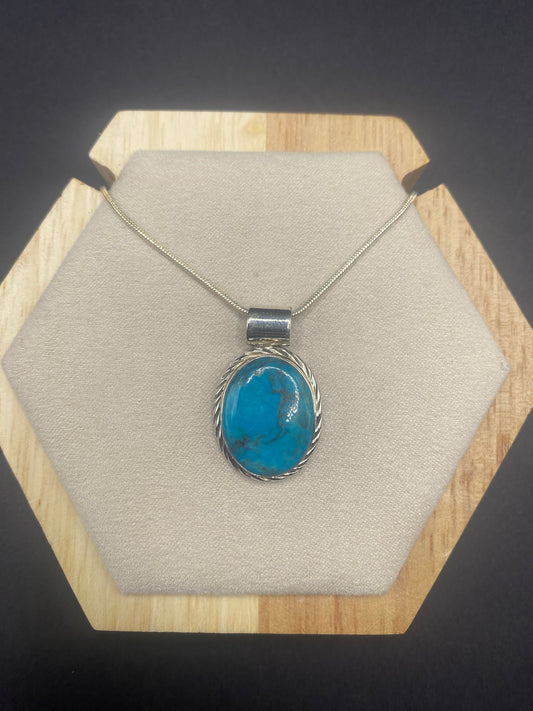 Kingman turquoise necklace Sterling Silver