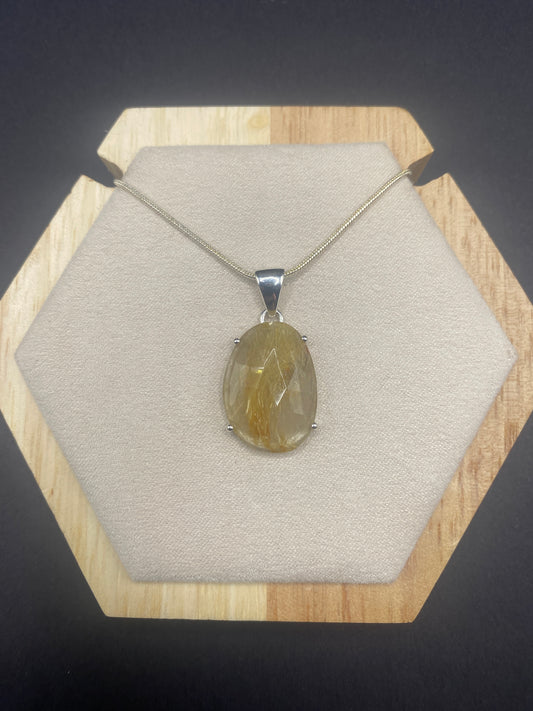 Golden rutile necklace Sterling Silver