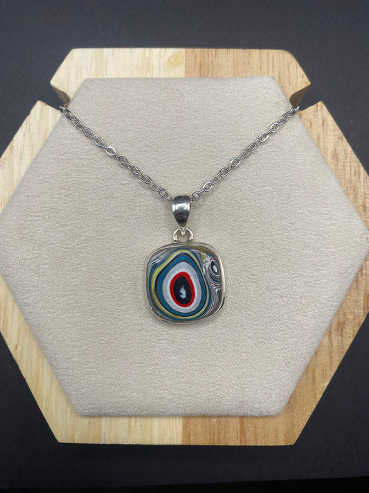 Fordite necklace Sterling Silver