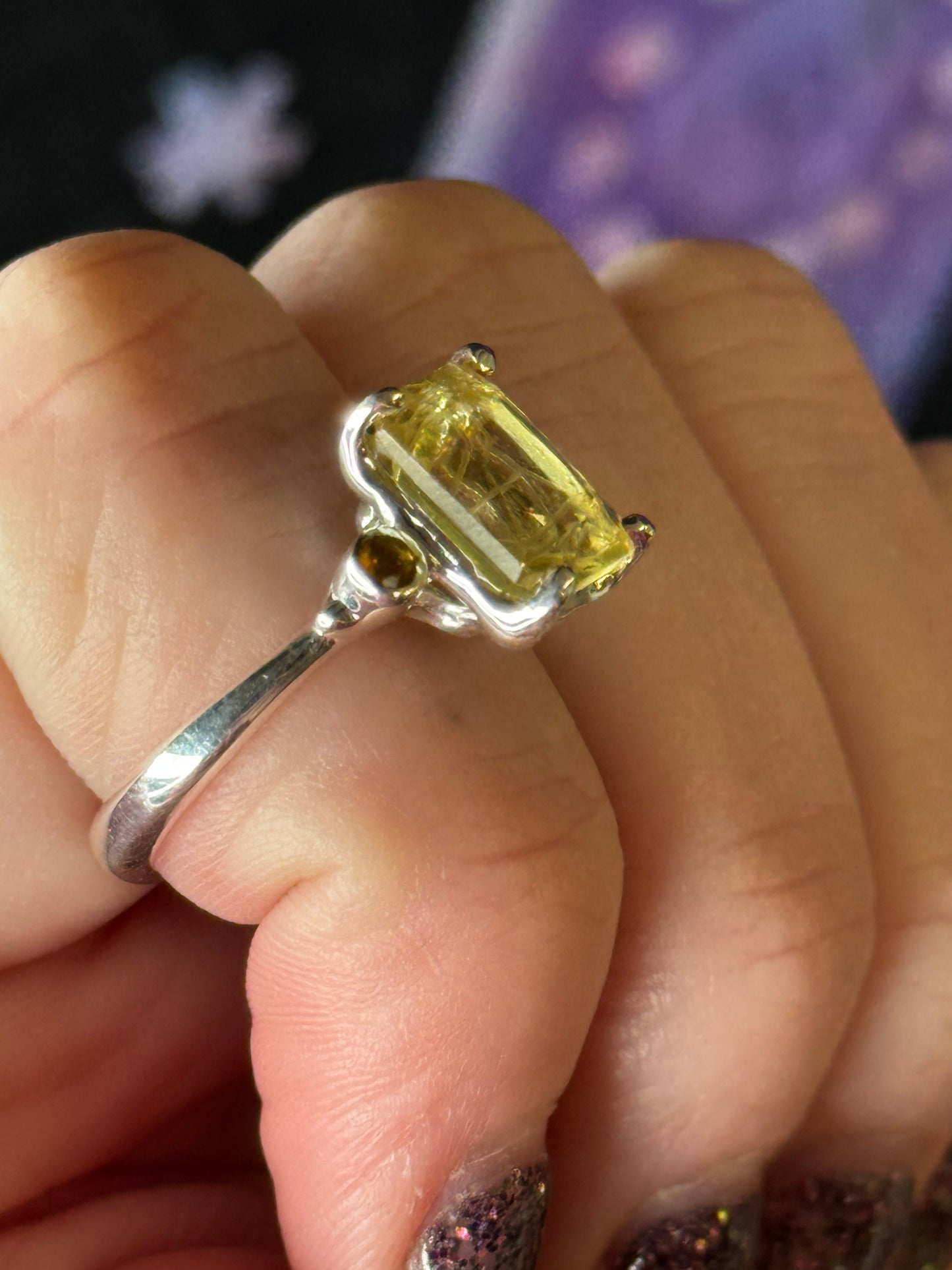 Size 7.75 lemon topaz white citrine sterling silver